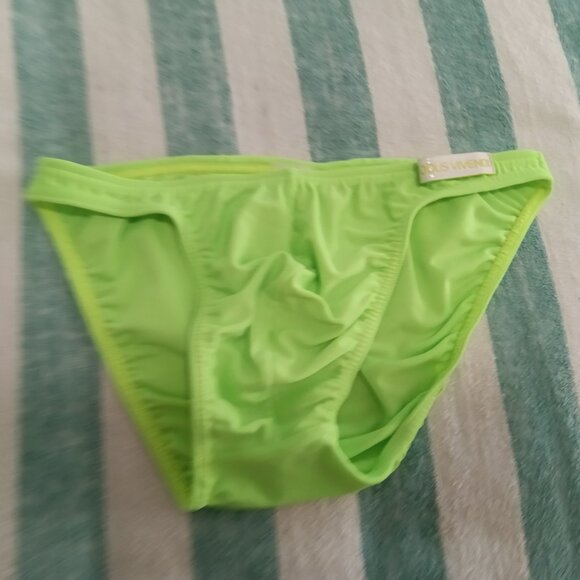 (*) DESIGNER LOW CUT MODUS VIVENDI LIME GREEN SWIM BIKINI, SIZE "S" (Pre-Owned) - Picture 1 of 5